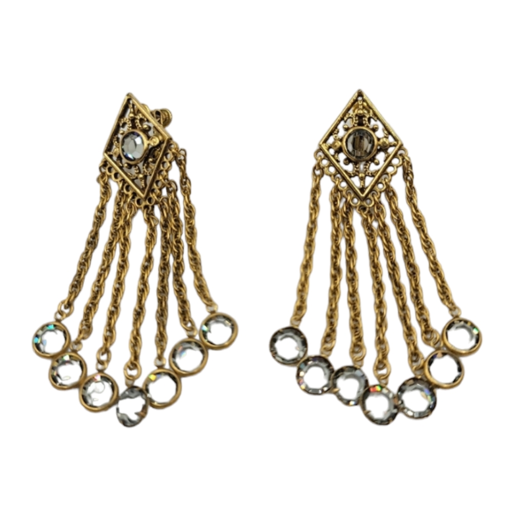 Vtg Clip-On Dangle Rhinestone Earrings 150$